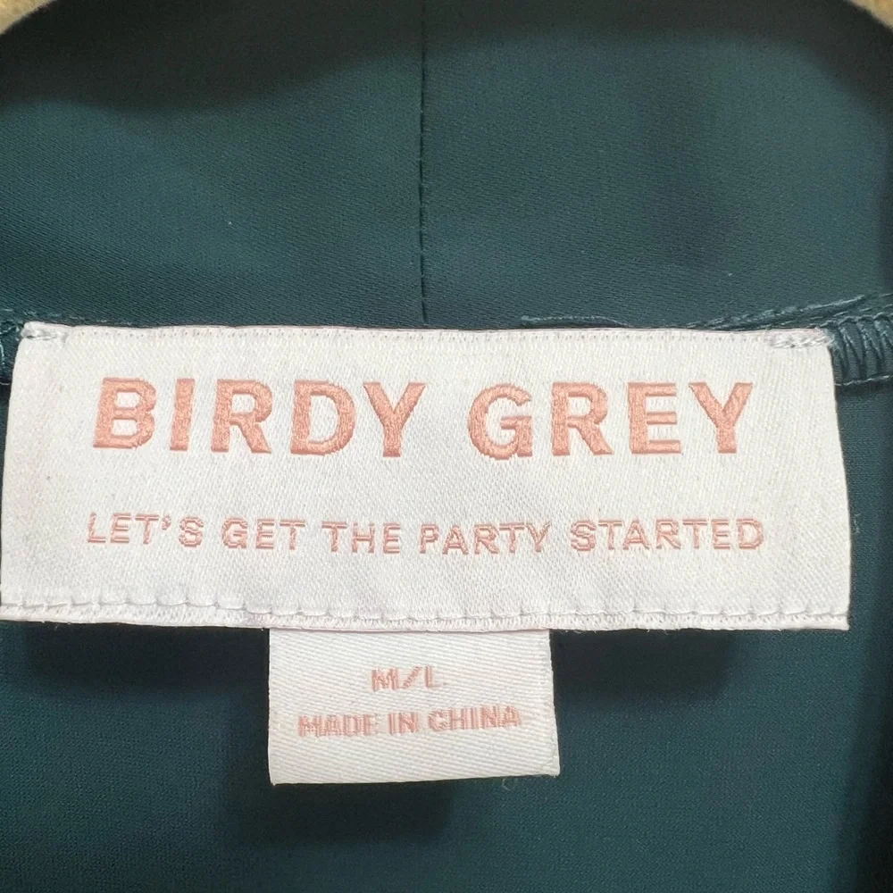 Birdy Grey Robe Dress Ruffle Detail Waist Tie Emerald Green Size M / L